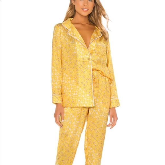 Plush Revolve NWT Floral PJ & Eye Mask Set in Yellow - Picture 2 of 8